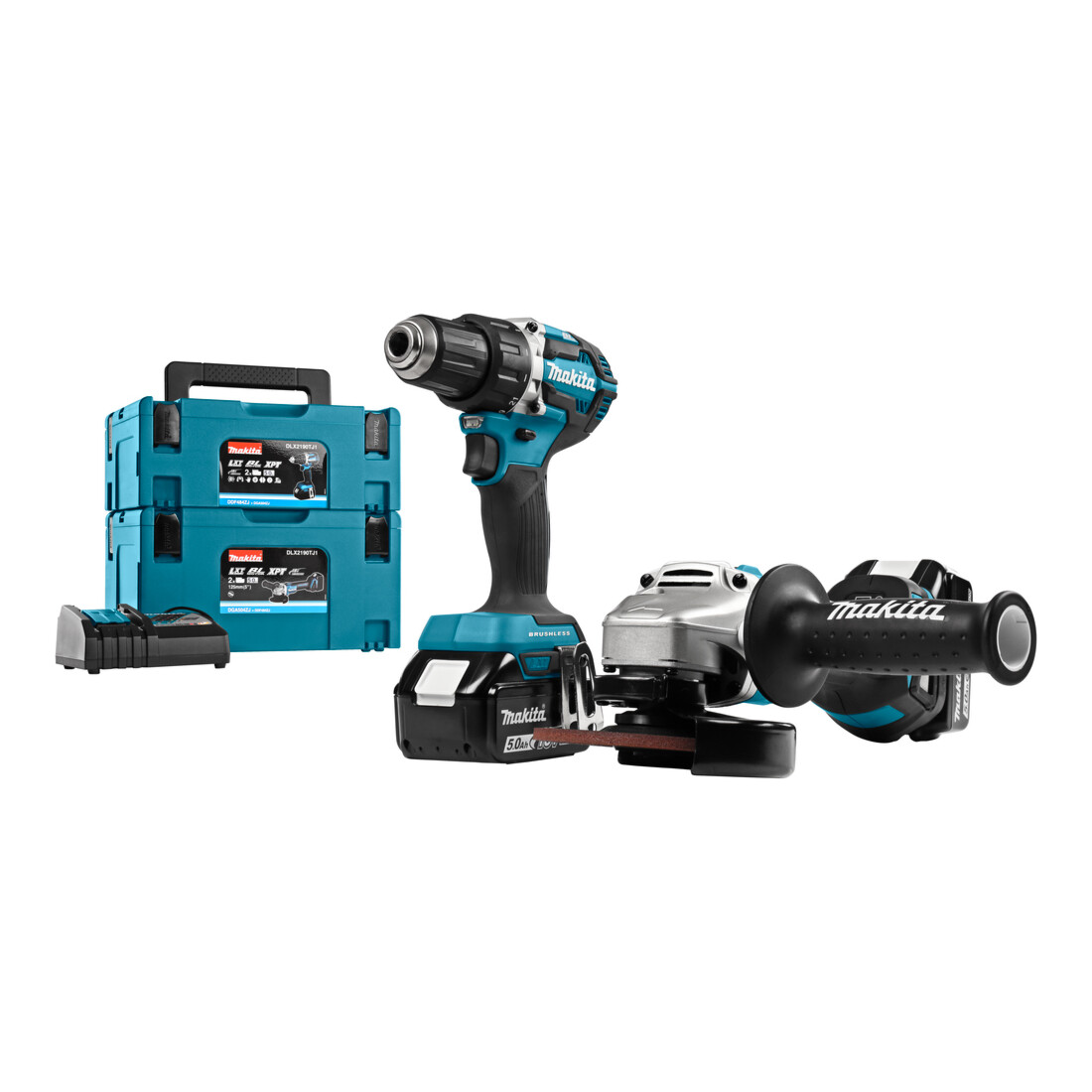 Makita Set combinato a batteria 18V DLX2190TJ1 per forare, avvitare, rettificare