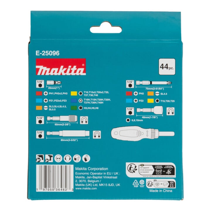 Makita Set de 44 embouts avec poignée à cliquet
