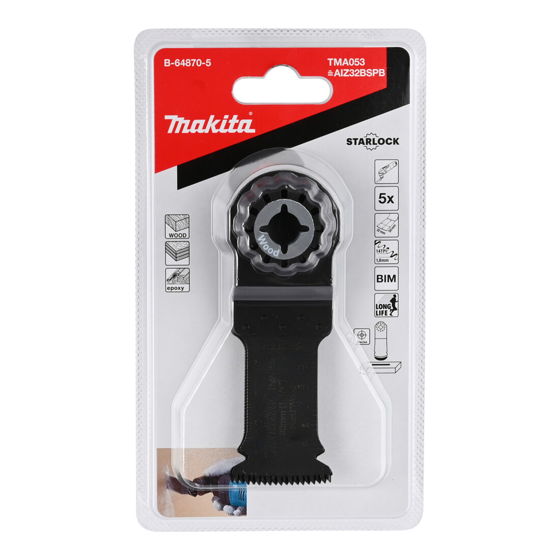 Makita Set de 5 lames de scie plongeante TMA053, 32×50×1,8 mm
