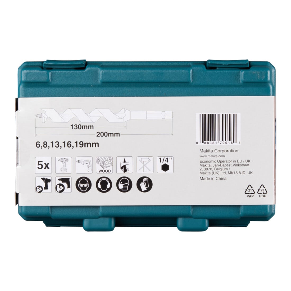 Makita Set de forets hélicoïdaux 5 pièces, longueur 200 mm, 1/4"
