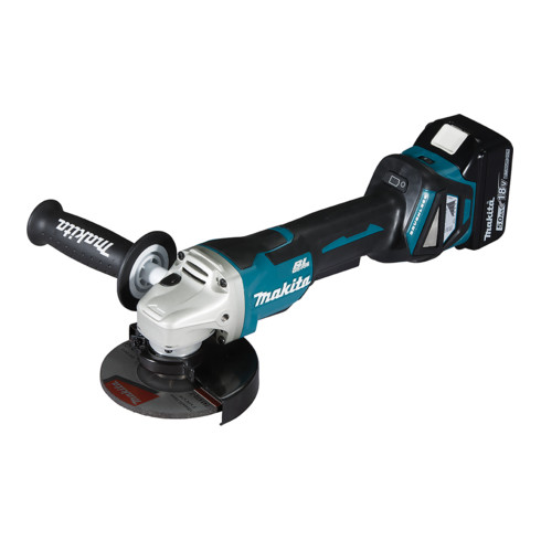 Makita snoerloze haakse slijper 18 V / 5.0 Ah, 2 accu + lader in MAKPAC DGA515RTJ