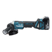 Makita snoerloze haakse slijper DGA517RTJ, 18 V, 5.0 Ah met peddelschakelaar, 2 accu en lader, in MAKPAC-2