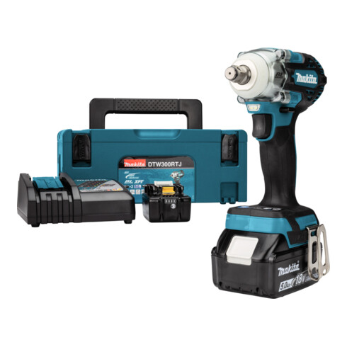 Makita snoerloze slagmoersleutel 18V / 5.0 Ah, 2 accu + lader in MAKPAC
