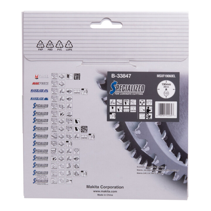 Makita Specialized zaagblad 190X20X60Z (B-33847)