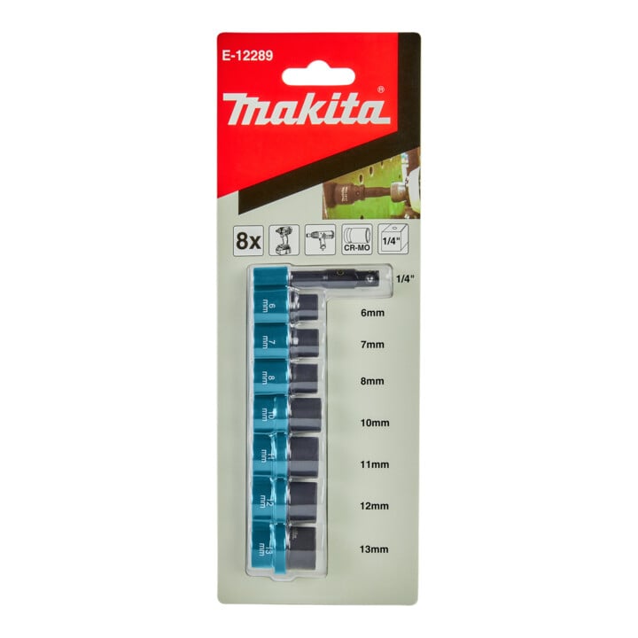 Makita Stecknuss-Set 8-teilig, 1/4"-4-kant