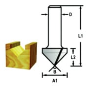 Makita V-Nutfräser Ø 12 mm Schaft, Ø 19 mm Fräser, 16 mm Arbeitslänge, 57 mm Gesamtlänge, 90° Winkel