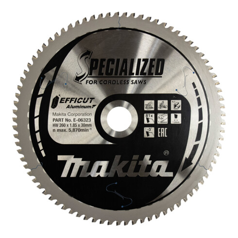 Makita zaagblad EFFICUT 260x30x81Z