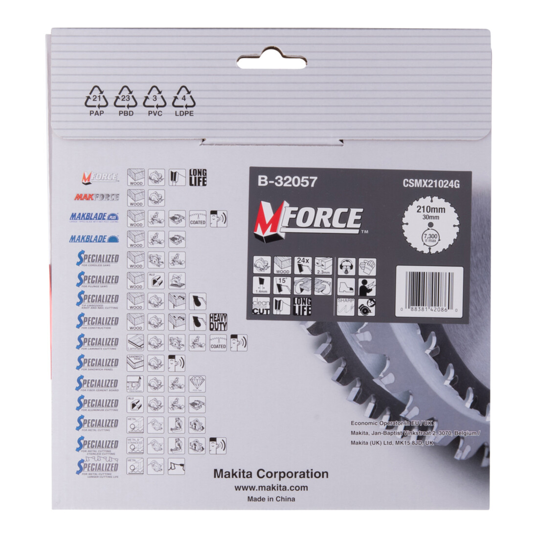 Makita zaagblad M-FORCE 210x30x24Z