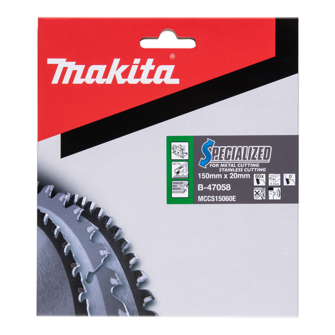 Makita zaagblad voor inox 150x20x60Z B-47058