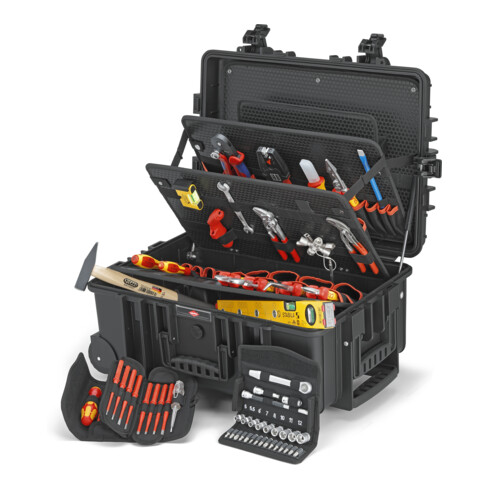 Mallette à outils «Robust45 Move» Électro, 63 pièces, avec rouleaux intégrés et poignée télescopique Knipex