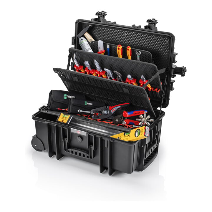 Mallette à outils «Robust45 Move» Électro, 63 pièces, avec rouleaux intégrés et poignée télescopique Knipex