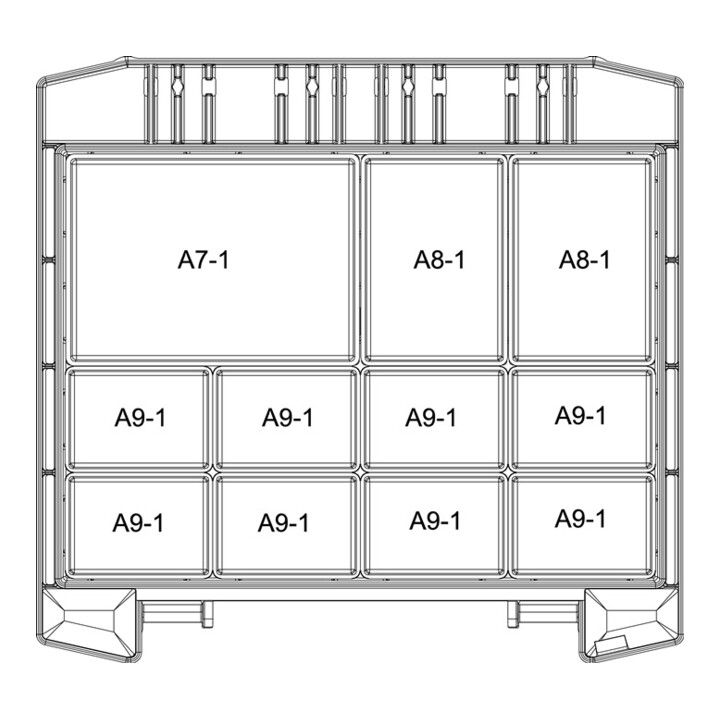 Mallette de rangement boxxser l.241xP225xH55mm 11 comp. avec grille profilée RAA