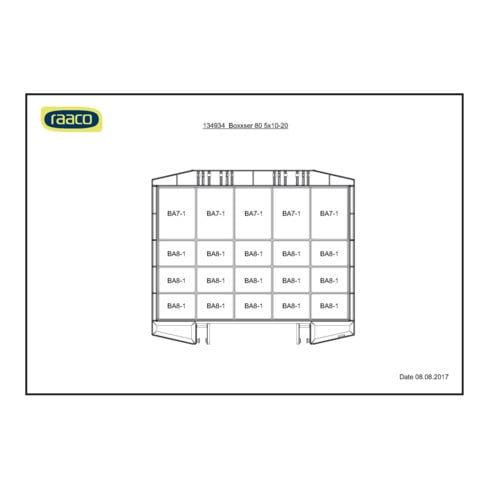 Mallette de rangement boxxser l.421xP361xH78mm 20 comp. avec grille profilée RAA