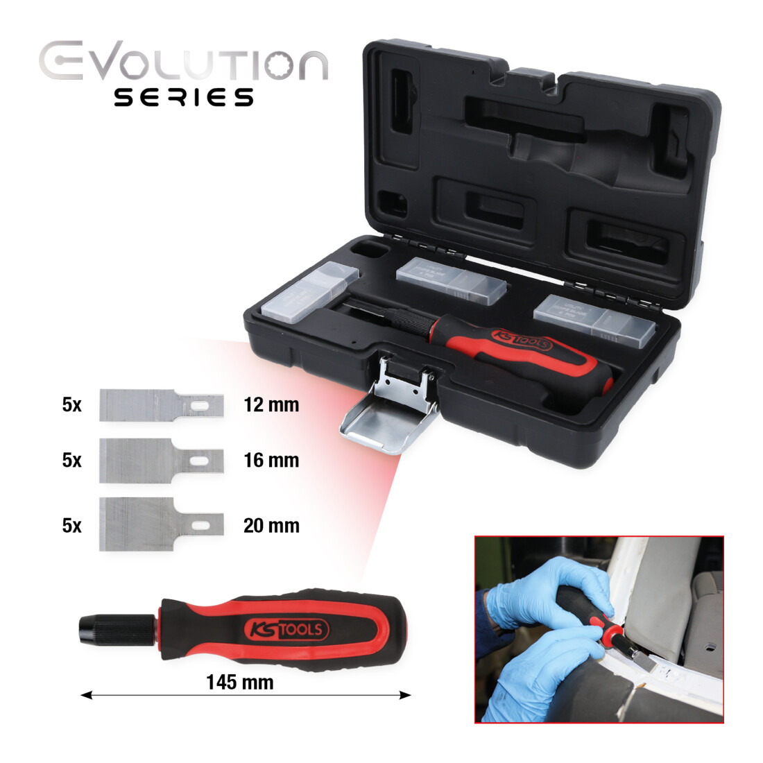 Manche porte-couteau double-corps KS Tools 16pcs