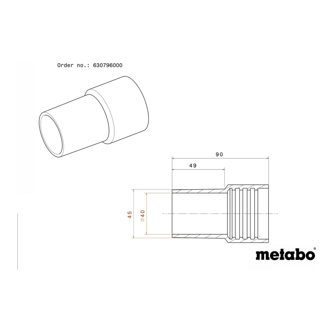Manchon de raccord, grand, Ø 41/48 mm metabo