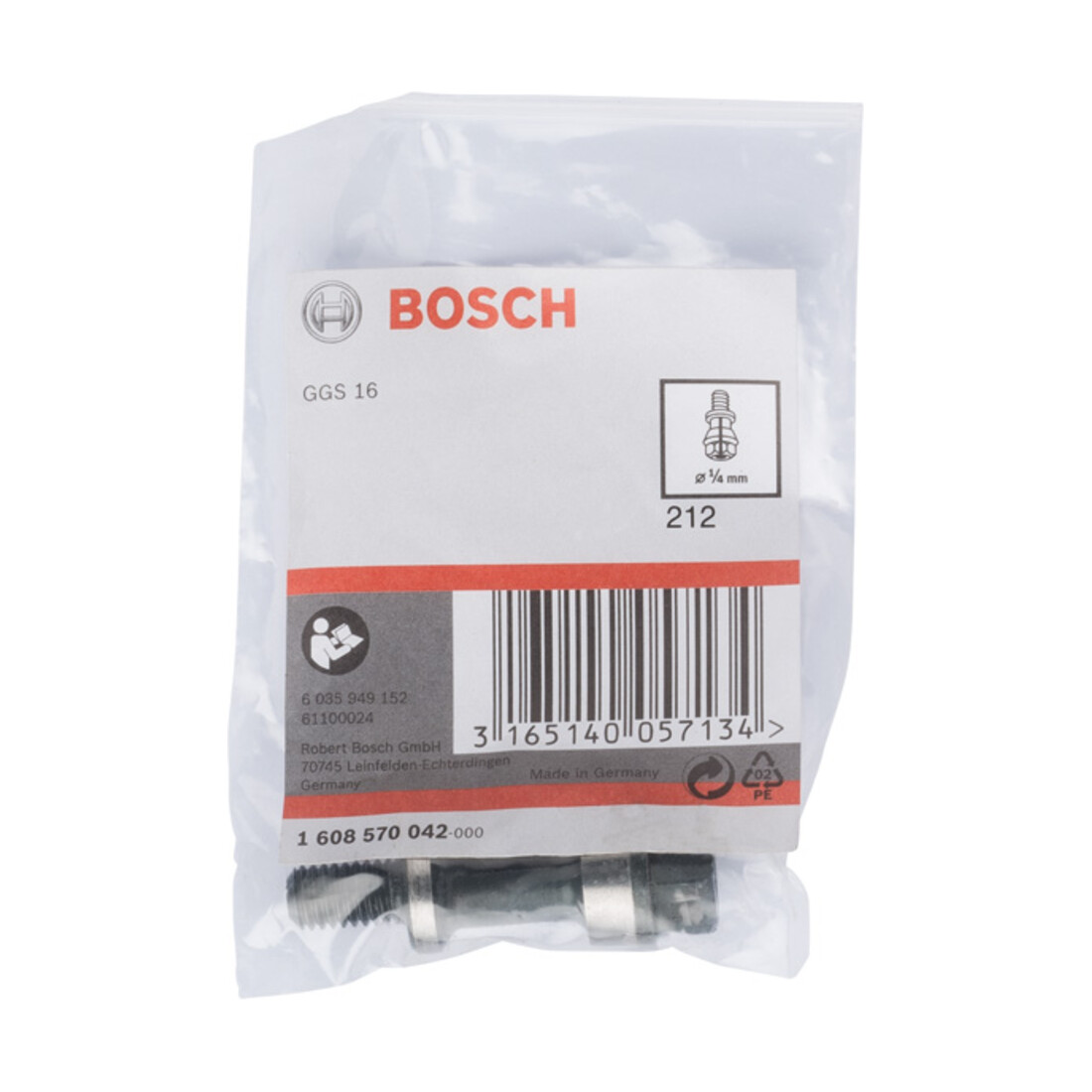 Mandrin à pince de serrage Bosch avec écrou de serrage 1/4", pour meuleuse droite Bosch pour GGS 16