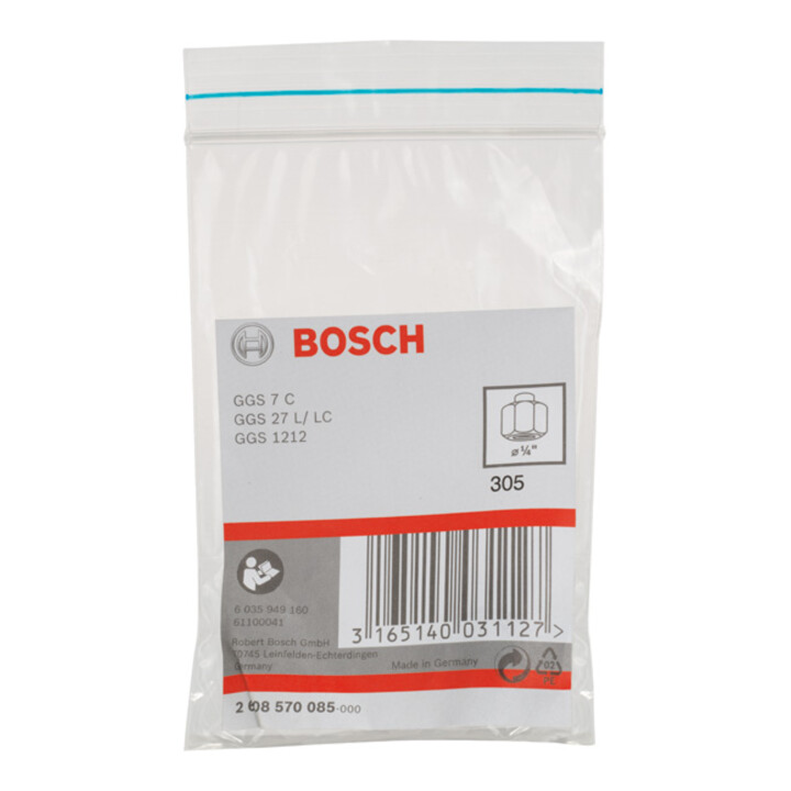 Mandrin à pince de serrage Bosch avec écrou de serrage 1/4", pour meuleuses droites Bosch
