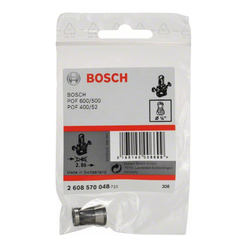 Mandrin à pince de serrage Bosch sans écrou de serrage 1/4", pour fraiseuses Bosch