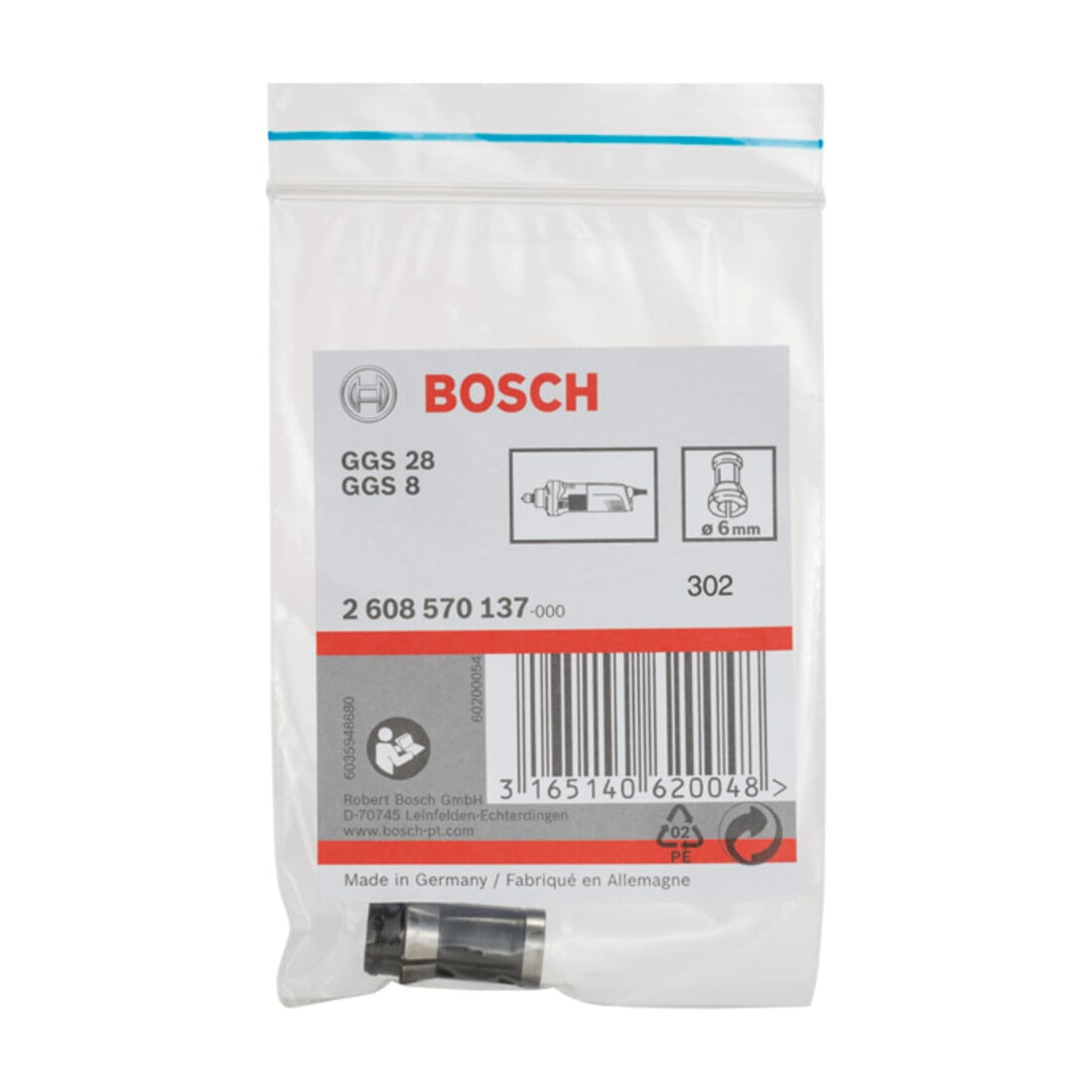 Mandrin à pince de serrage Bosch sans écrou de serrage 6 mm pour meuleuses droites Bosch