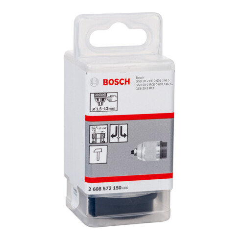 Mandrin à serrage rapide Bosch chromé mat 1,5 à 13 mm 1/2" à 20