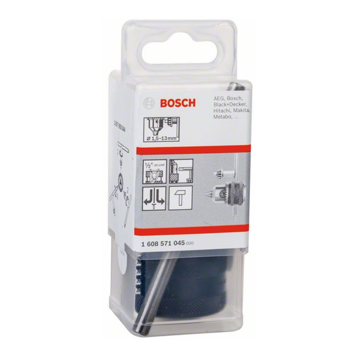 Mandrin de perçage Bosch jusqu'à 13 mm 1,5 - 13 mm 1/2" - 20 avec dispositif de sécurité de la force de serrage