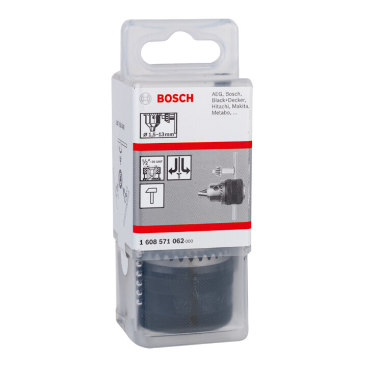 Mandrin de perçage pour araignée Bosch jusqu'à 13 mm 1,5 - 13 mm 1/2" - 20 pour rotation droite/gauche