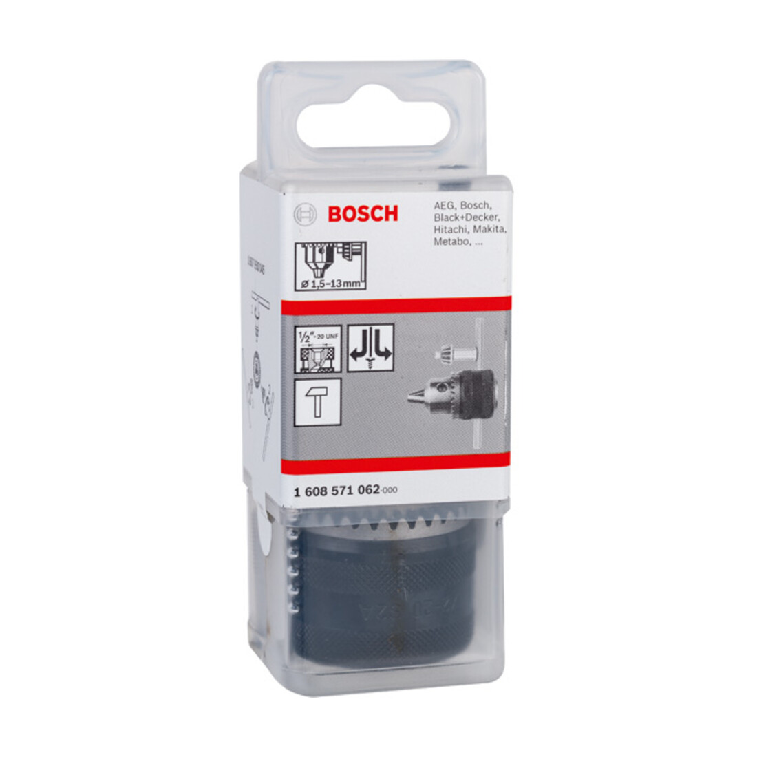 Mandrin de perçage pour araignée Bosch jusqu'à 13 mm 1,5 - 13 mm 1/2" - 20 pour rotation droite/gauche
