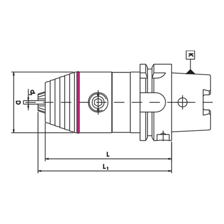 Mandrin de perçage universel D. serrage 0,5-13 mm DIN69893-A HSK-A63 rotation à
