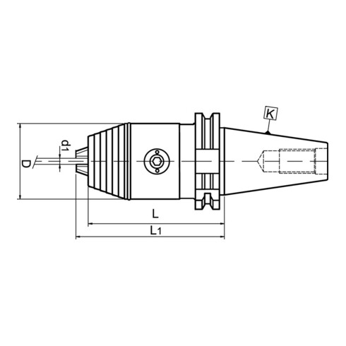 Mandrin de perceuse à serrage rapide NC DIN69871 A D. serrage 0,3-8 mm SK40 L. d
