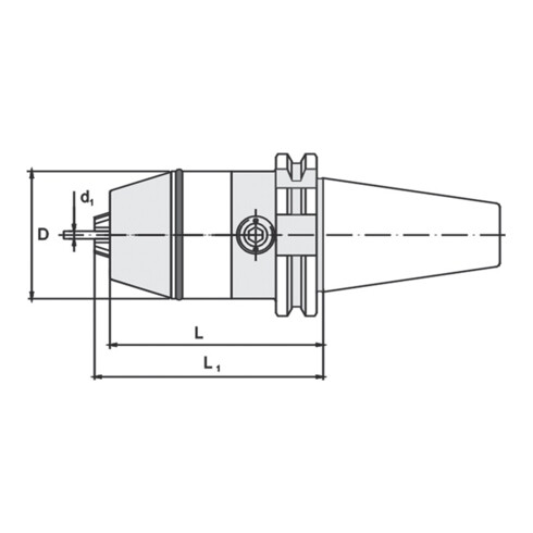 Mandrin de perceuse à serrage rapide NC DIN69871 A D. serrage 0,5-13 mm SK40 L.