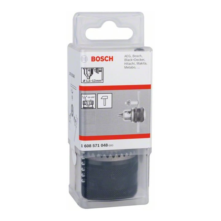 Bosch Mandrino per trapano a corona dentata fino a 13mm 1,5 - 13mm 1/2" - 20 con chiave di ricambio