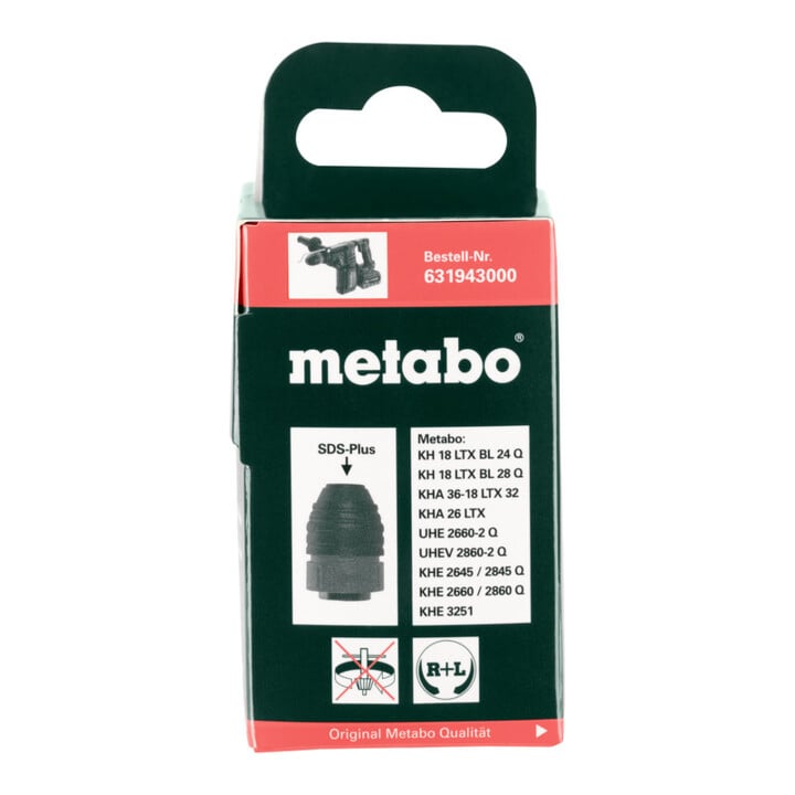 Mandrins marteaux Metabo SDS-plus KHE 2660 / 2860 Quick, UHE 2660-2 Quick, UHEV 2860-2 Quick, KHE 3251, KHA 36-18 LTX 32