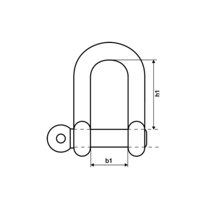 Manille cap.charge 300 kg étrier/boulon 10 mm forme droite