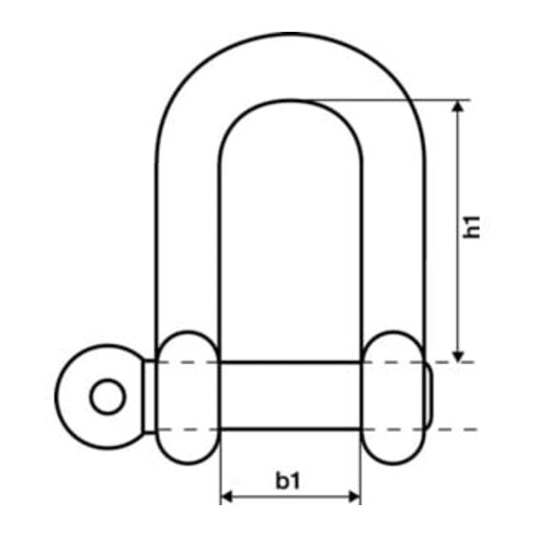 Manille cap.charge 800 kg étrier/boulon 16 mm forme droite