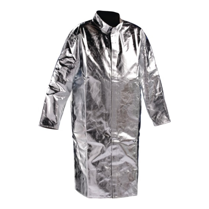 Manteau à col levé taille 56 argent mélange viscose-coton JUTEC