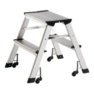 Marchepied pliant 2 marches hauteur plateforme 440 mm aluminium mobile