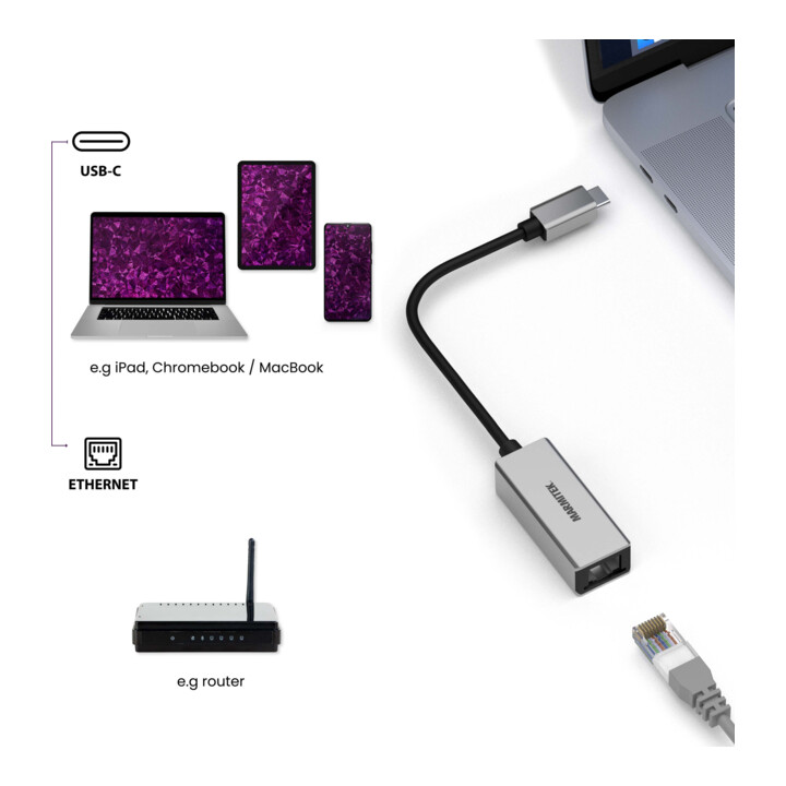 MARMITEK Adaptateur USB Type C vers Ethernet ConUSB-C/Et