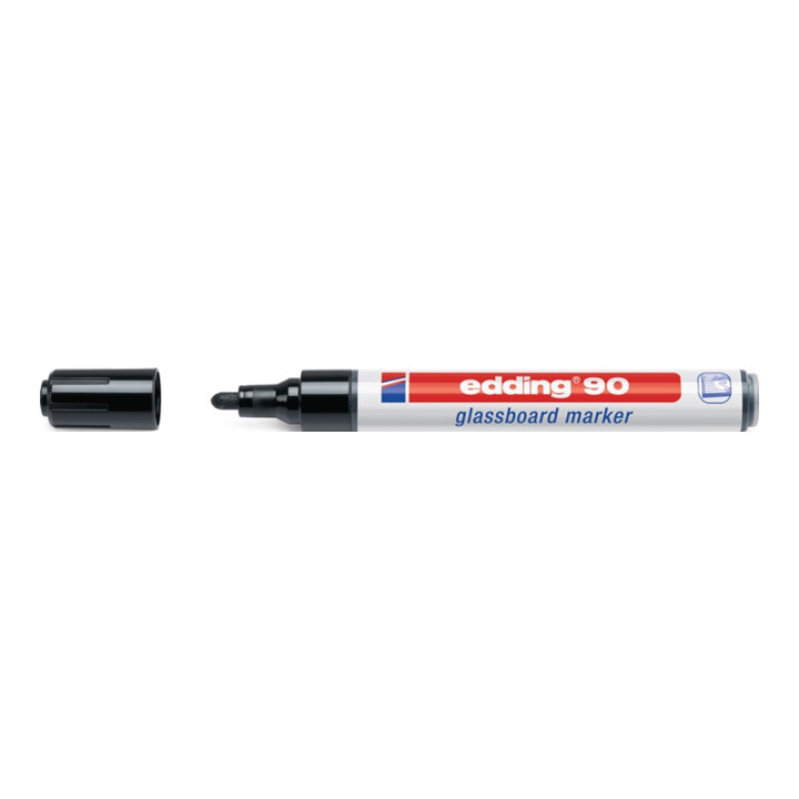 Marqueurs p. tableau blanc en verre 90 noir graduation 2-3 mm pointe ronde