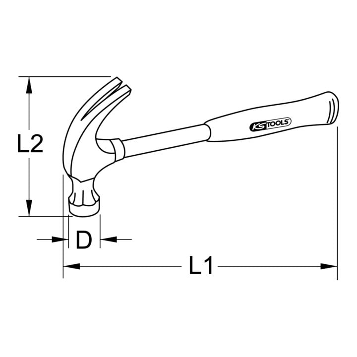 Marteau à griffes KS Tools, style américain, 600g