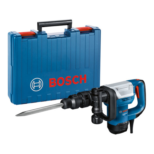 Marteau à percussion Bosch avec SDS max GSH 5, poignée supplémentaire, 1 ciseau à bois pointu de 280 mm