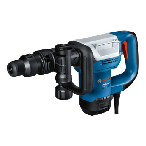Marteau à percussion Bosch avec SDS max GSH 5, poignée supplémentaire, 1 ciseau à bois pointu de 280 mm