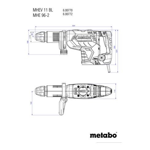 Marteau burineur MHEV 11 BL metabo, Coffret