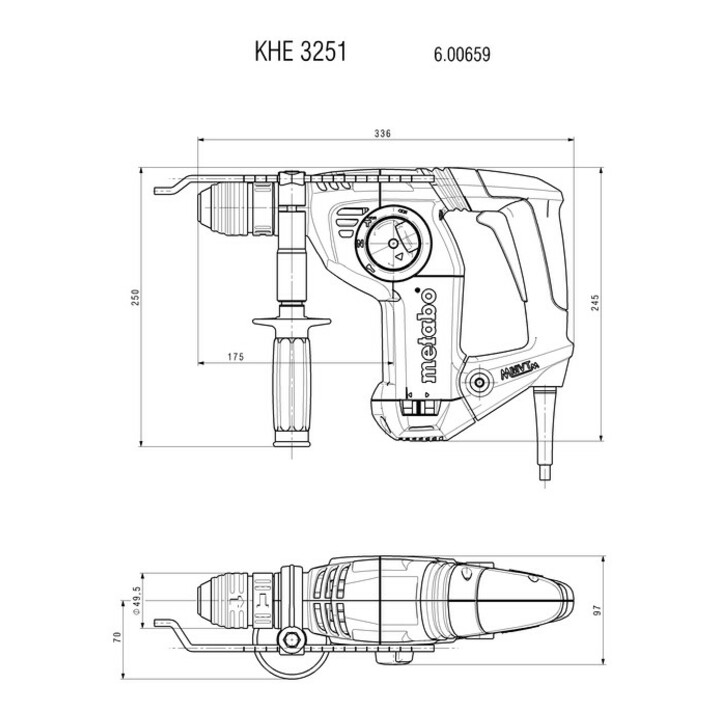 Marteau combiné KHE 3251 metabo, avec mandrin à changement rapide Quick de Metabo, Coffret