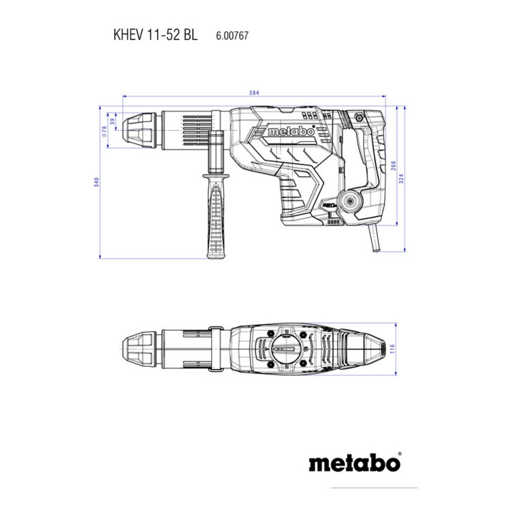 Marteau combiné KHEV 11-52 BL metabo, Coffret