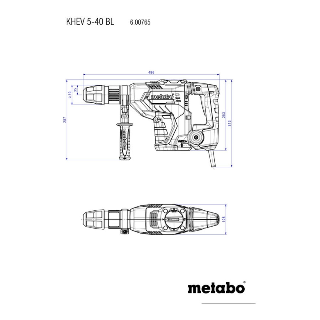 Marteau combiné KHEV 5-40 BL metabo, Coffret