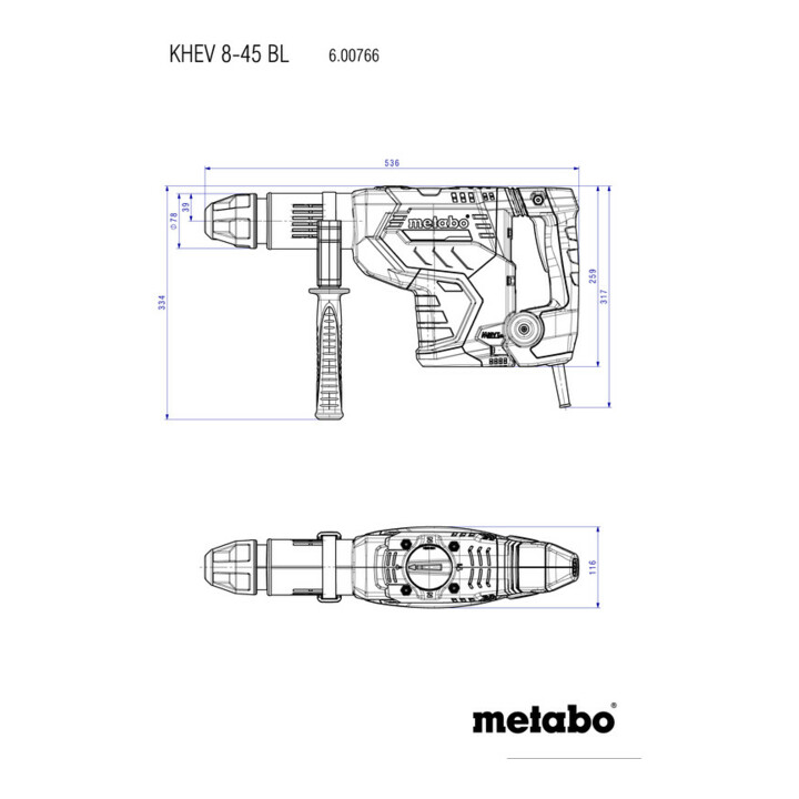 Marteau combiné KHEV 8-45 BL metabo, Coffret