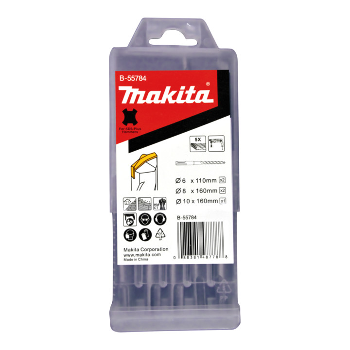 Marteau combiné Makita HR2470BX40 avec jeu de forets SDS+.