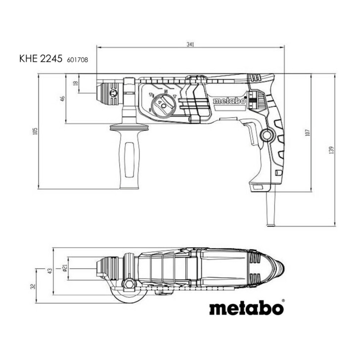 Marteau combiné Metabo KHE 2245Coffret plastique