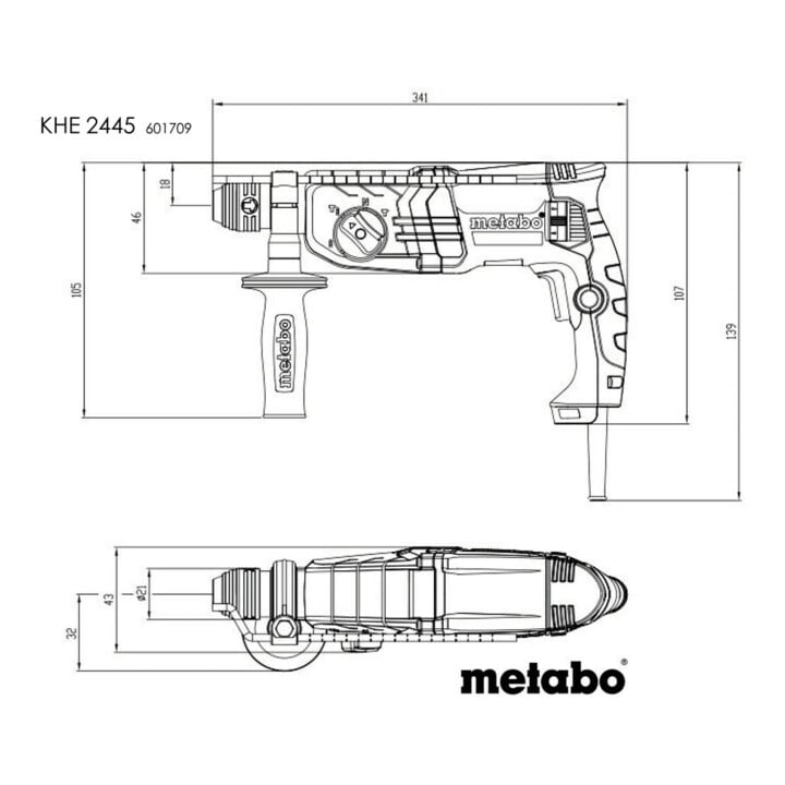 Marteau combiné Metabo KHE 2445Coffret plastique
