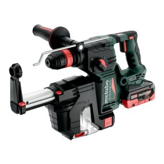 Marteau combiné sans fil Metabo KH 18 LTX BL 24 Q Set ISAavec système d'aspiration des poussières intégré et mandrin interchangeable Metabo Quick ; metaBOX 185 XL ; 18V 2x5.5Ah LiHD + ASC 145